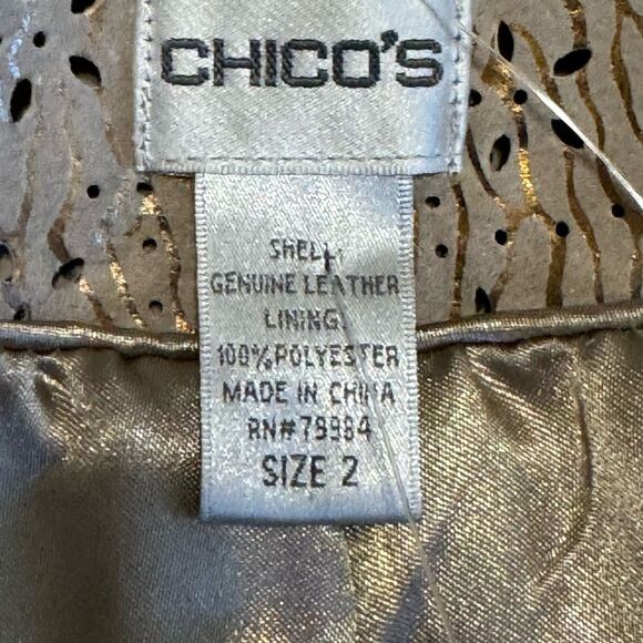 Chicos 100% Leather Laser Cut Out Lightweight Jacket - Picture 13 of 13